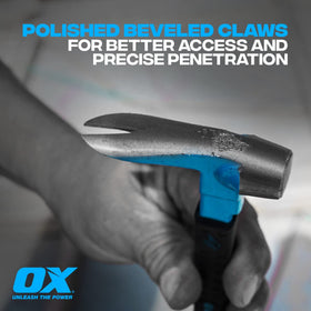 OX Tools rubber grip handle provides secure non slip control during prying