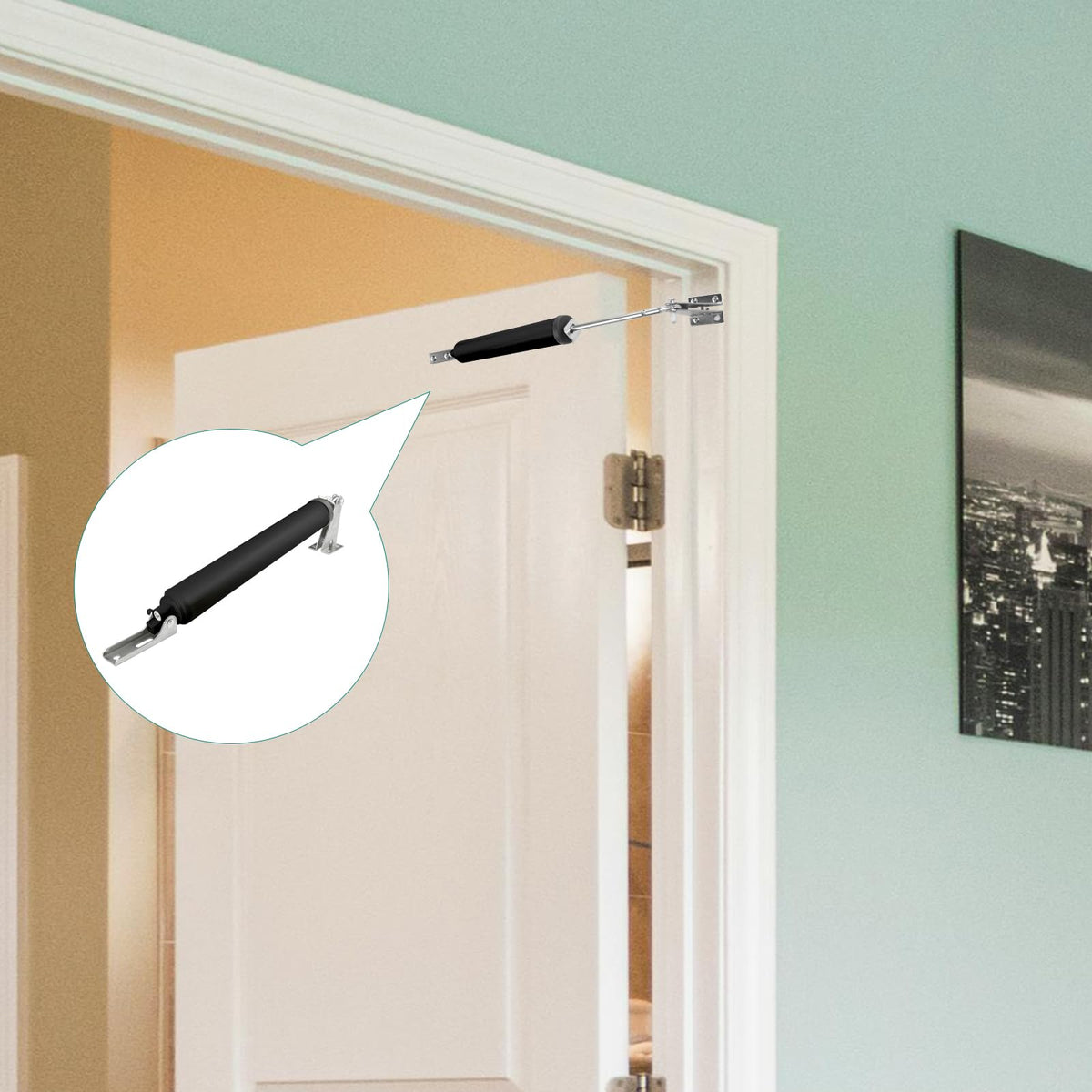 OXDFK black finish door closer kit blends with modern door hardware.