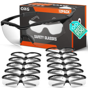 OXG 12-pack anti fog safety glasses with clear lenses for reliable eye protection
