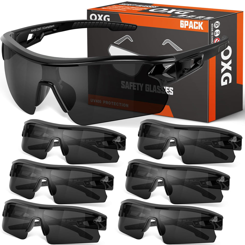 OXG 6-pack safety glasses offer convenient eye protection for daily tasks.