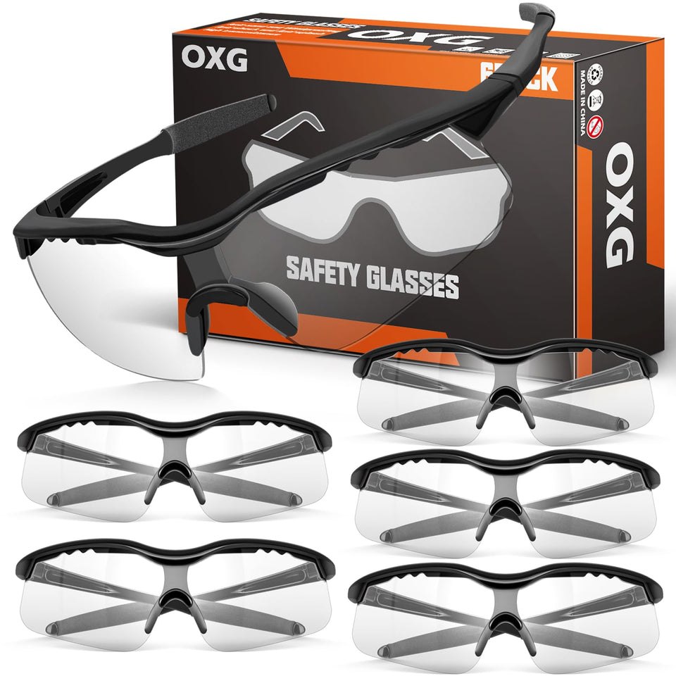 OXG 6-pack safety glasses pack offers versatile eye protection for all-day tasks.