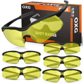 OXG 6-pack safety glasses with wraparound lenses for all-day comfort and protection.