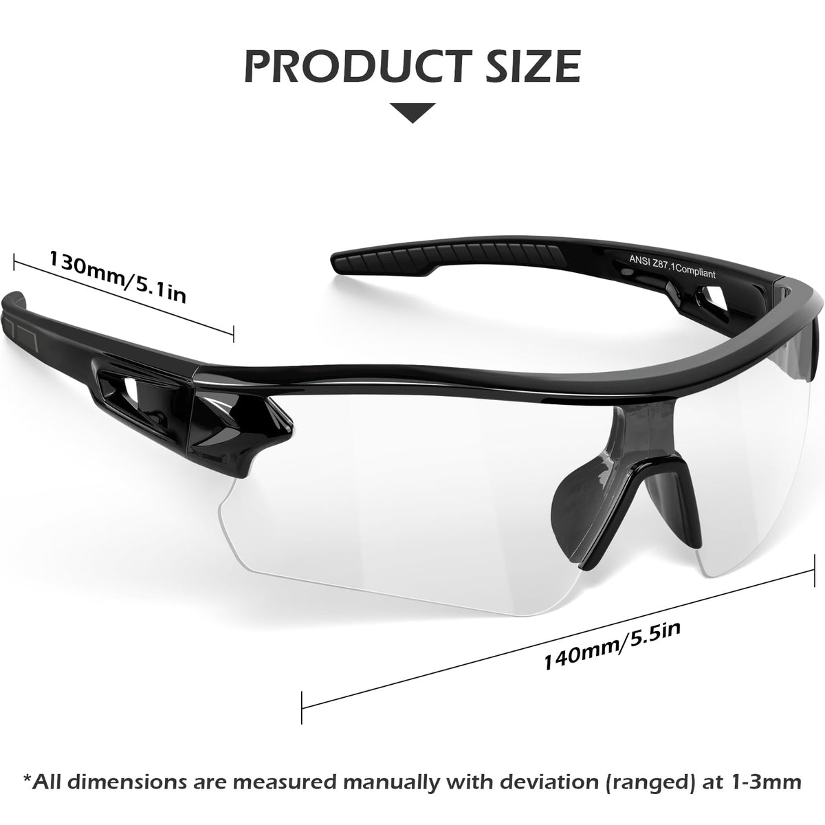 OXG clear safety glasses with wraparound frame for full side protection.