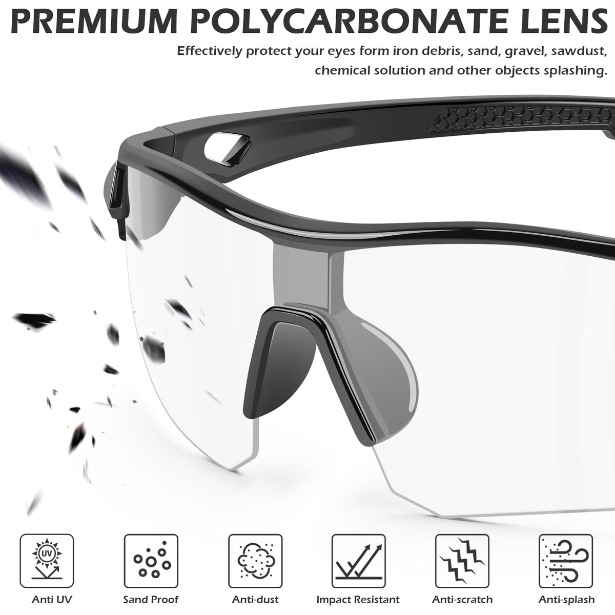 OXG polycarbonate lenses offer lightweight, durable eye protection for long shifts
