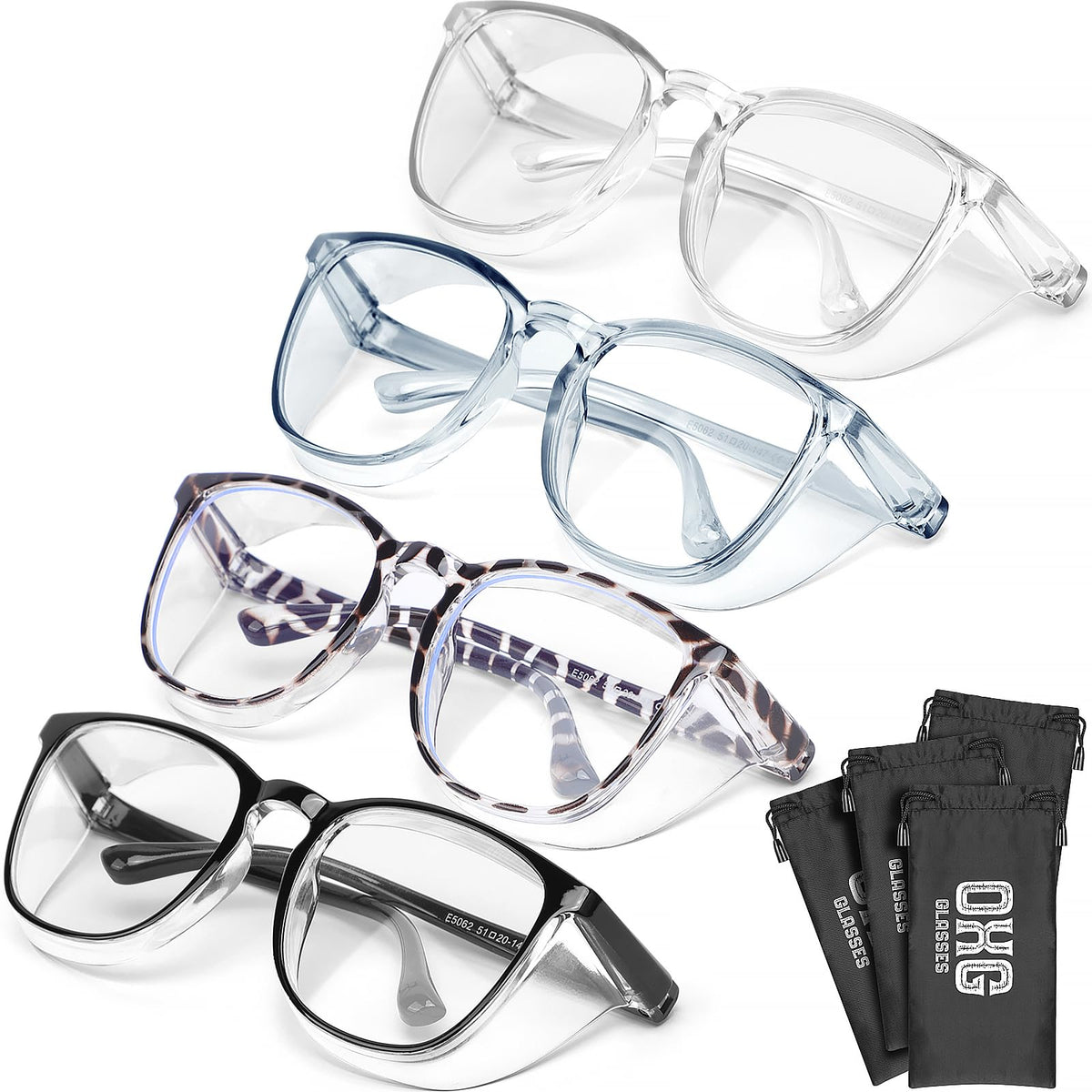 OXG safety glasses anti-fog 4-pack for crystal-clear vision.