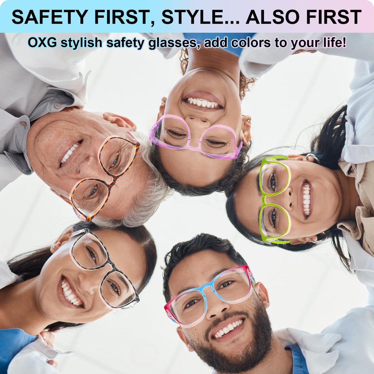 OXG safety glasses reduce glare under fluorescent lighting.