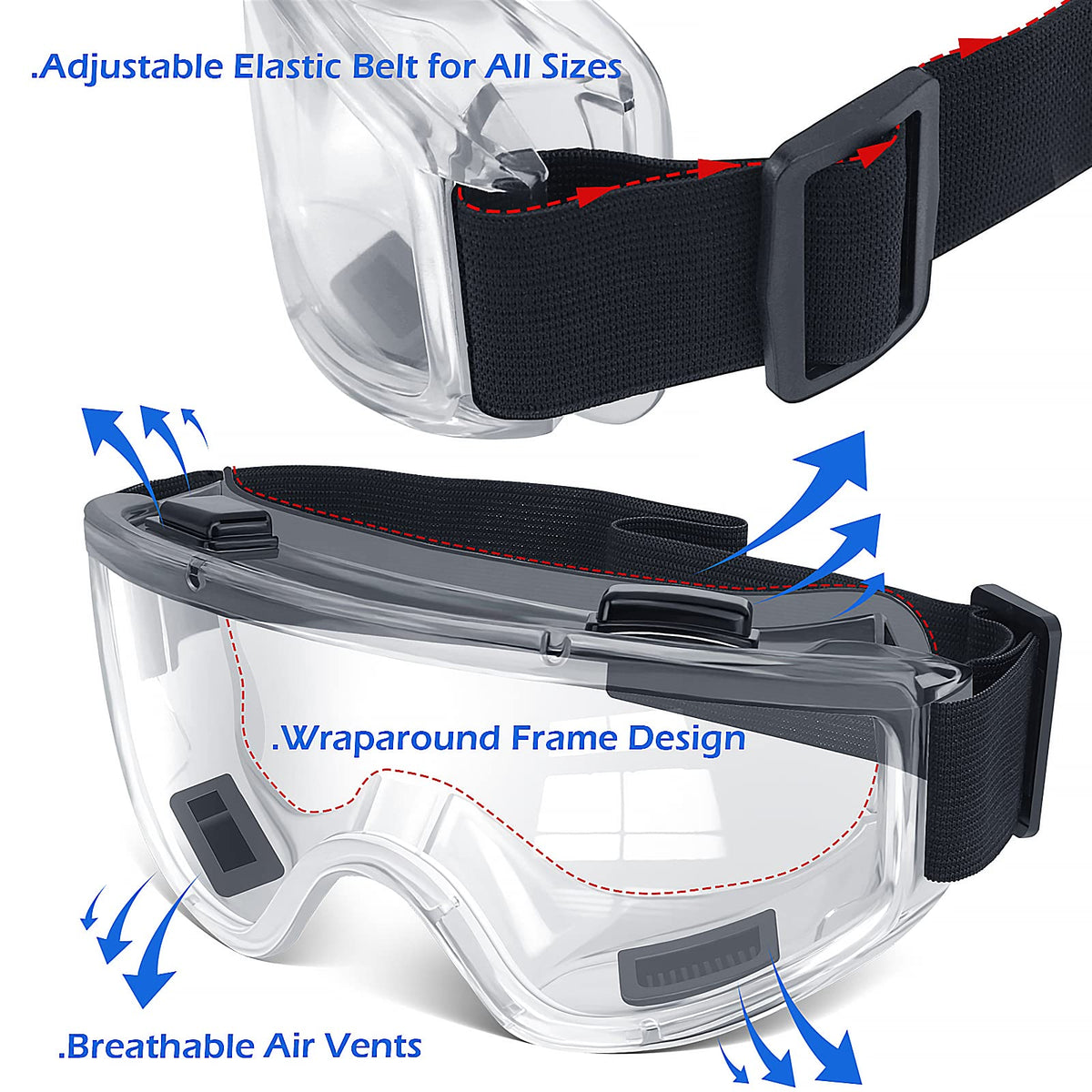 Six-pack OXG safety goggles ready for industrial and DIY tasks.