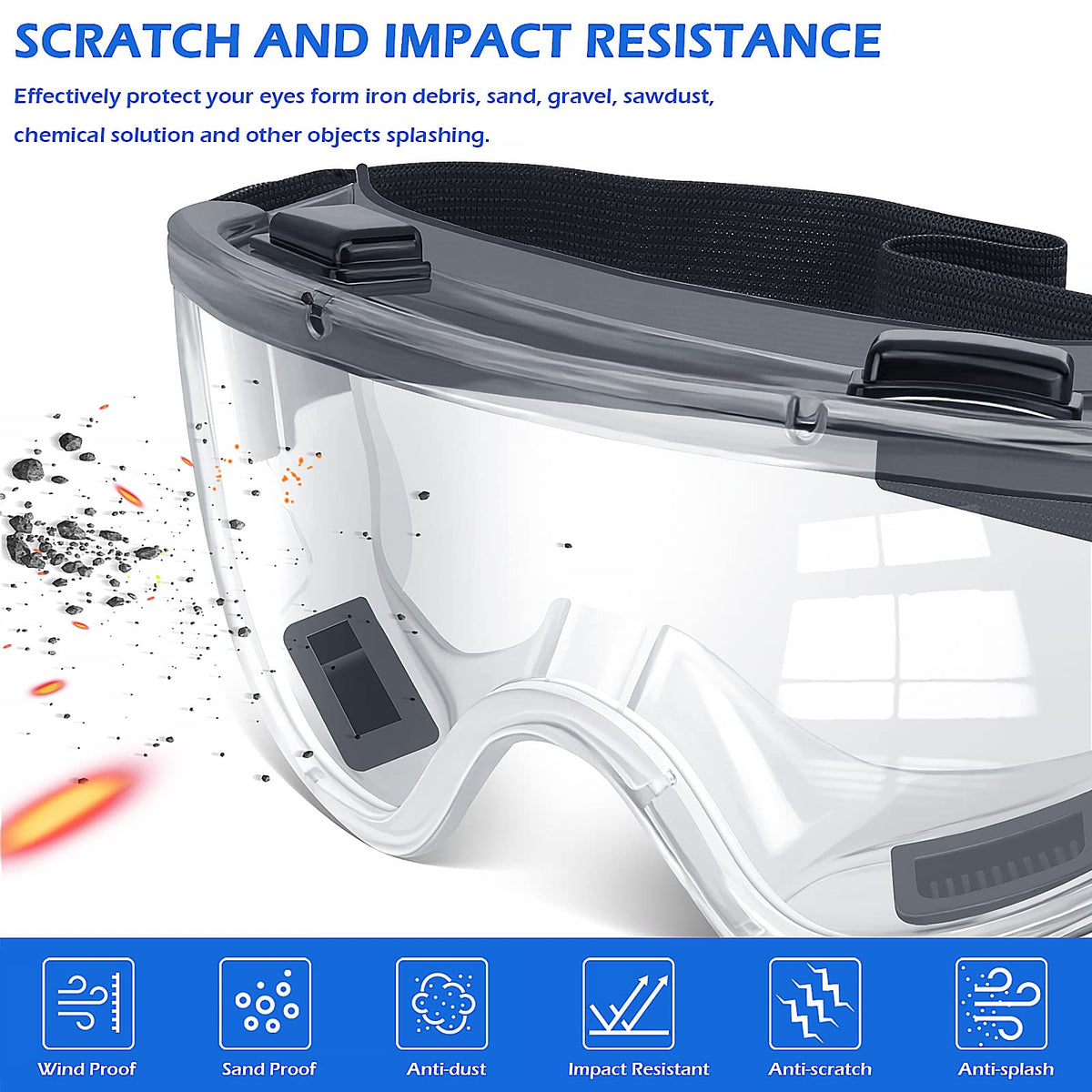 OXG safety goggles featuring adjustable strap to fit most heads.