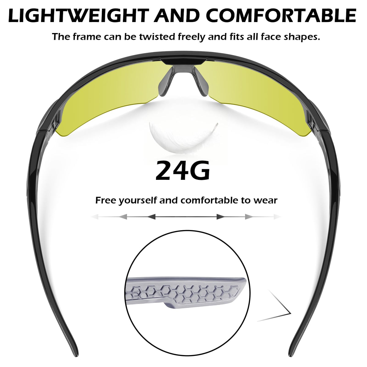 OXG wraparound frame with polycarbonate lenses for comprehensive protection.