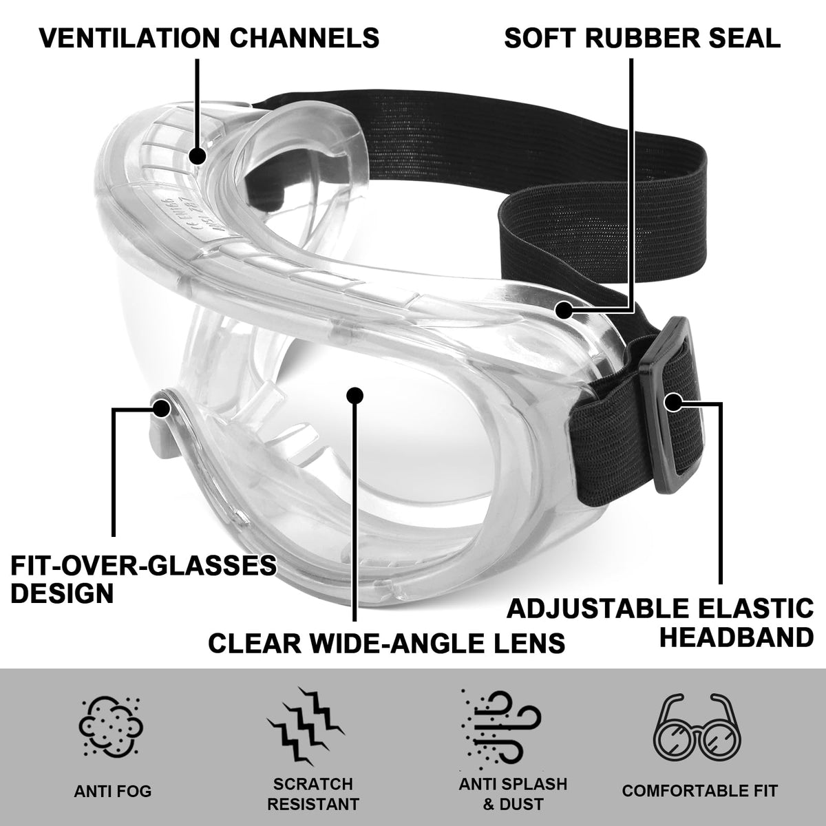 OXG wraparound frame for wide, unobstructed field of view.