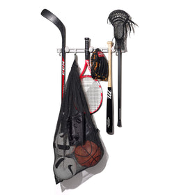 Front-facing hooks hold backpacks and bags to reduce clutter.