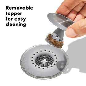 OXO Good Grips drain protector fits standard 1.5- to 1.8-inch drains for broad compatibility.