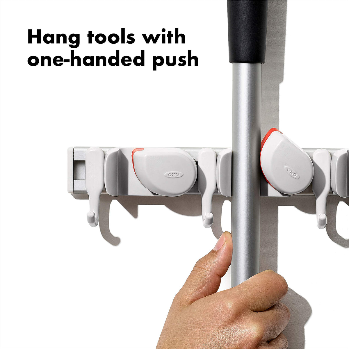 Removable endcap lets you rearrange hooks as your space changes.