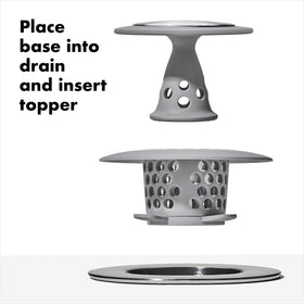 OXO Good Grips silicone catching cone; traps hair during showering.