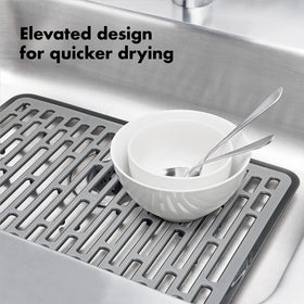 OXO Good Grips Silicone Sink Mat Large drain-pattern allows a custom drain hole.