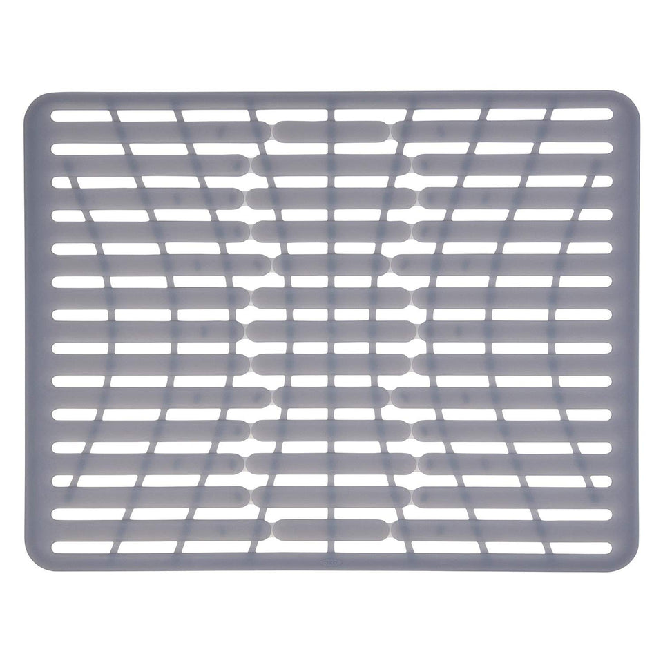 OXO Good Grips Silicone Sink Mat Large cushions and protects dishes from scratches.