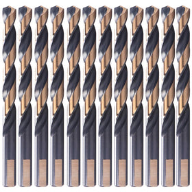 OXTUL 12-piece 1/4 inch black and gold twist drill bits for metal, wood, plastics