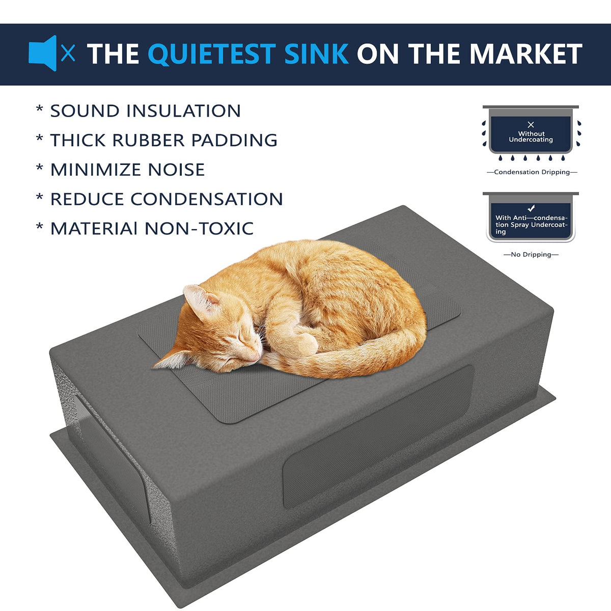 Oxwiser bottom grid and drain assembly protect the sink and simplify washing.