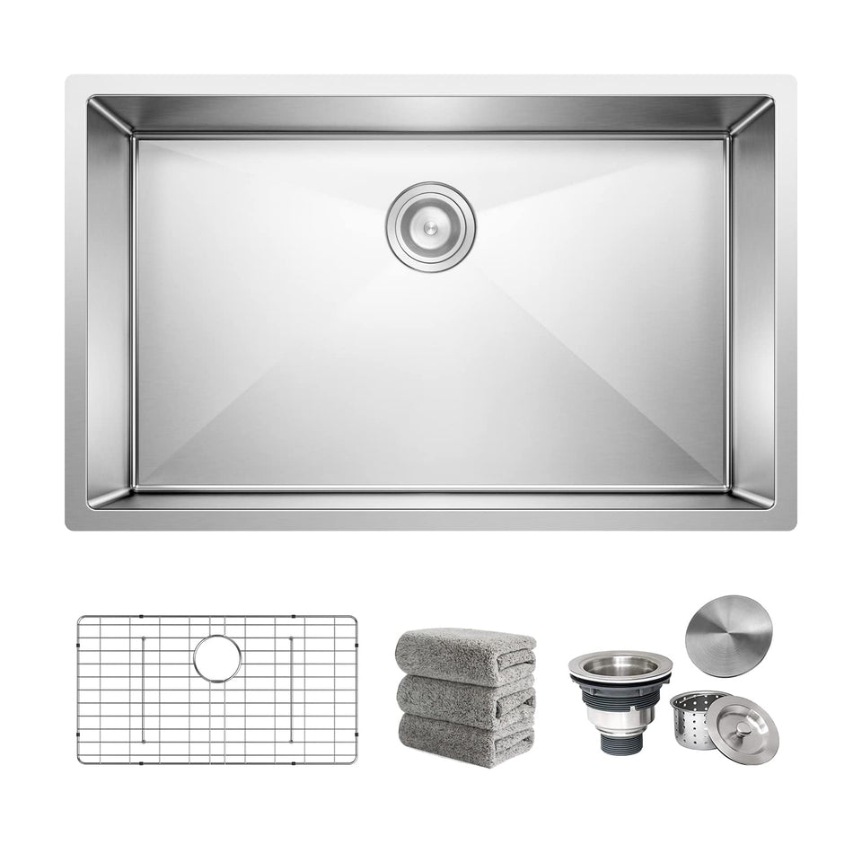 Oxwiser kitchen sink 30x18 undermount shows seamless countertop integration.