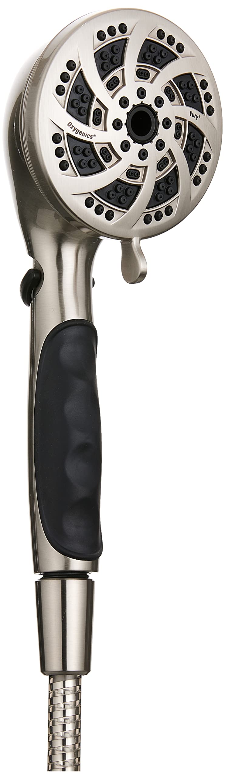 Oxygenics Fury RV handheld shower in brushed nickel for durable performance.