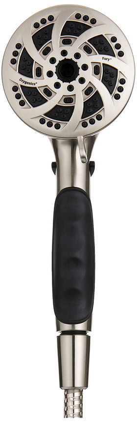 Oxygenics Fury RV handheld shower with flow control for customizable pressure.