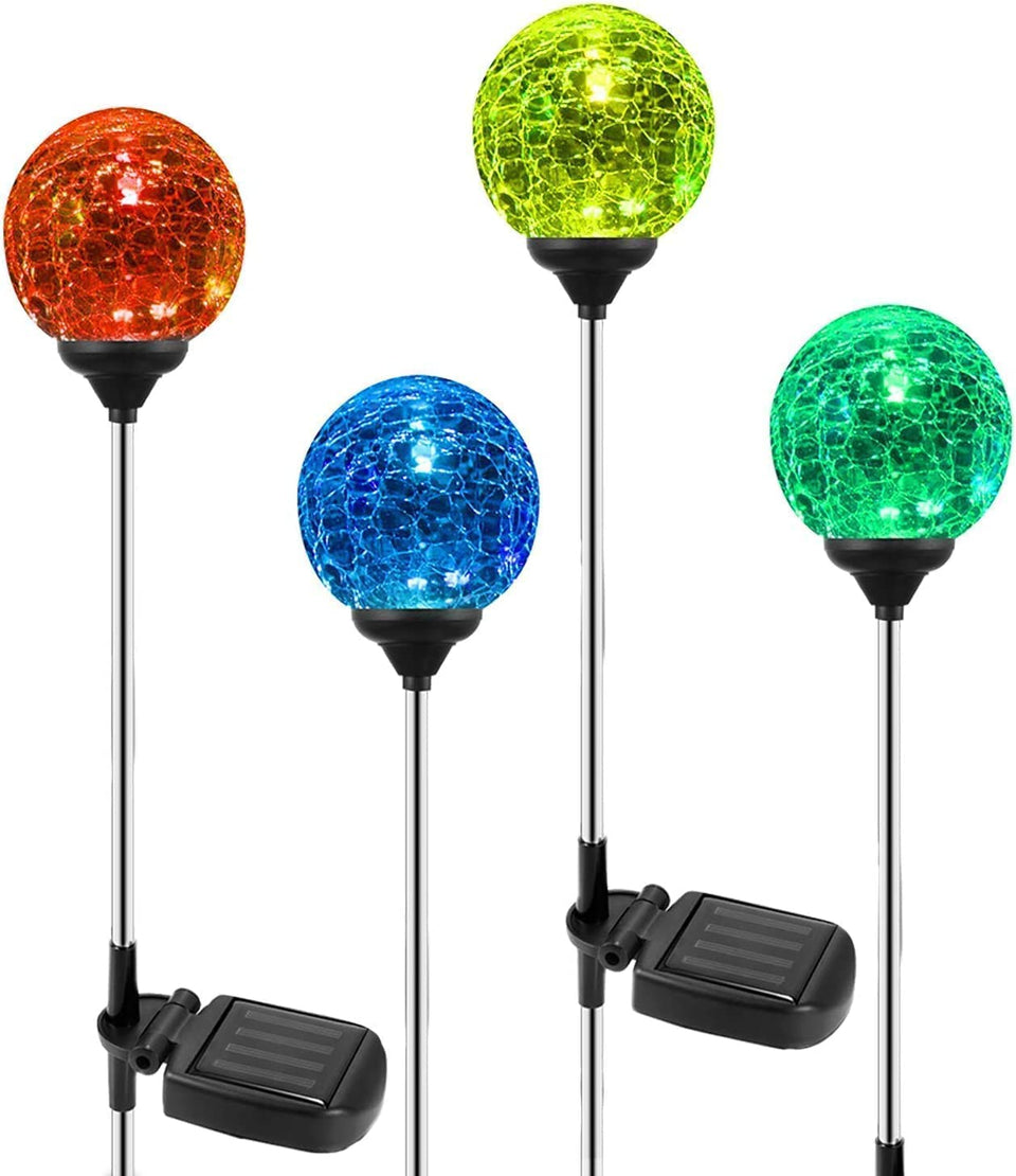 OxyLED solar globe light with crystal globe design adds magical glow to your garden path.