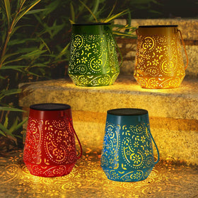 OxyLED solar lanterns with colorful outlook brighten outdoor spaces for patios and gardens.