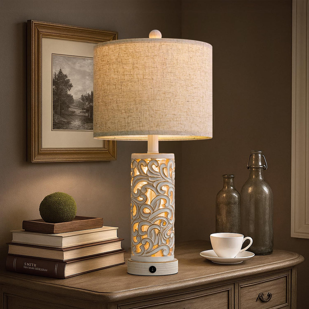 OYEARS 22'' table lamp dual-light night-base glow for cozy evenings