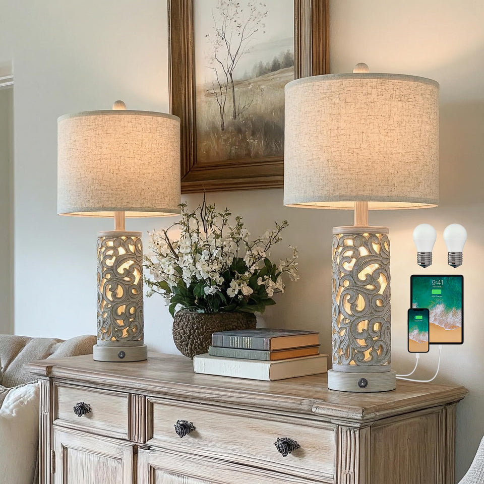 OYEARS bedside lamps with dual main light for reading tasks