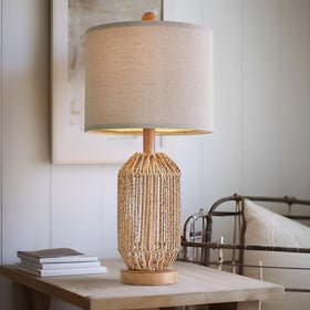 OYEARS boho table lamp full view adds warm focal point.