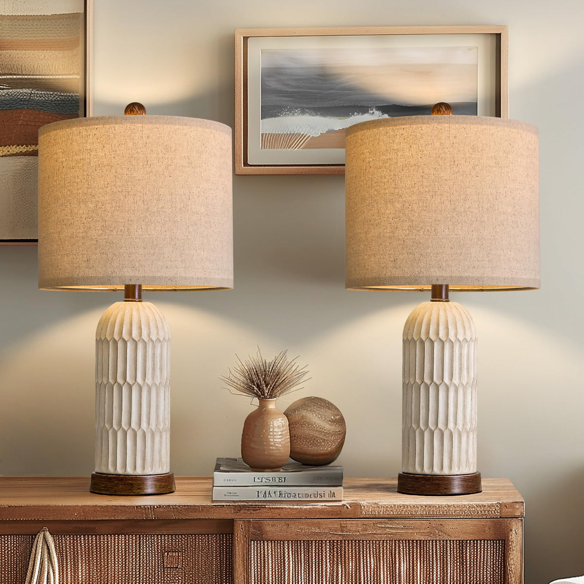 OYEARS living-room-end-table-lamp elevates entryways with a warm glow.