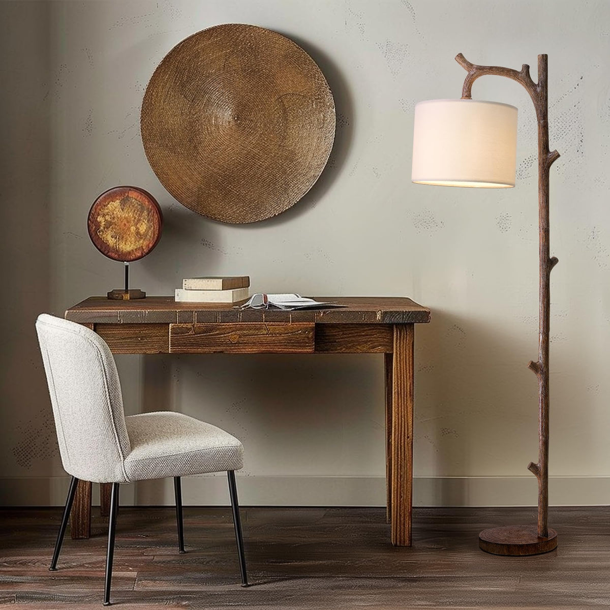 OYEARS retro farmhouse floor lamp in nursery provides warm, cozy lighting.