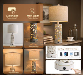 OYEARS table lamp USB ports for convenient charging two devices