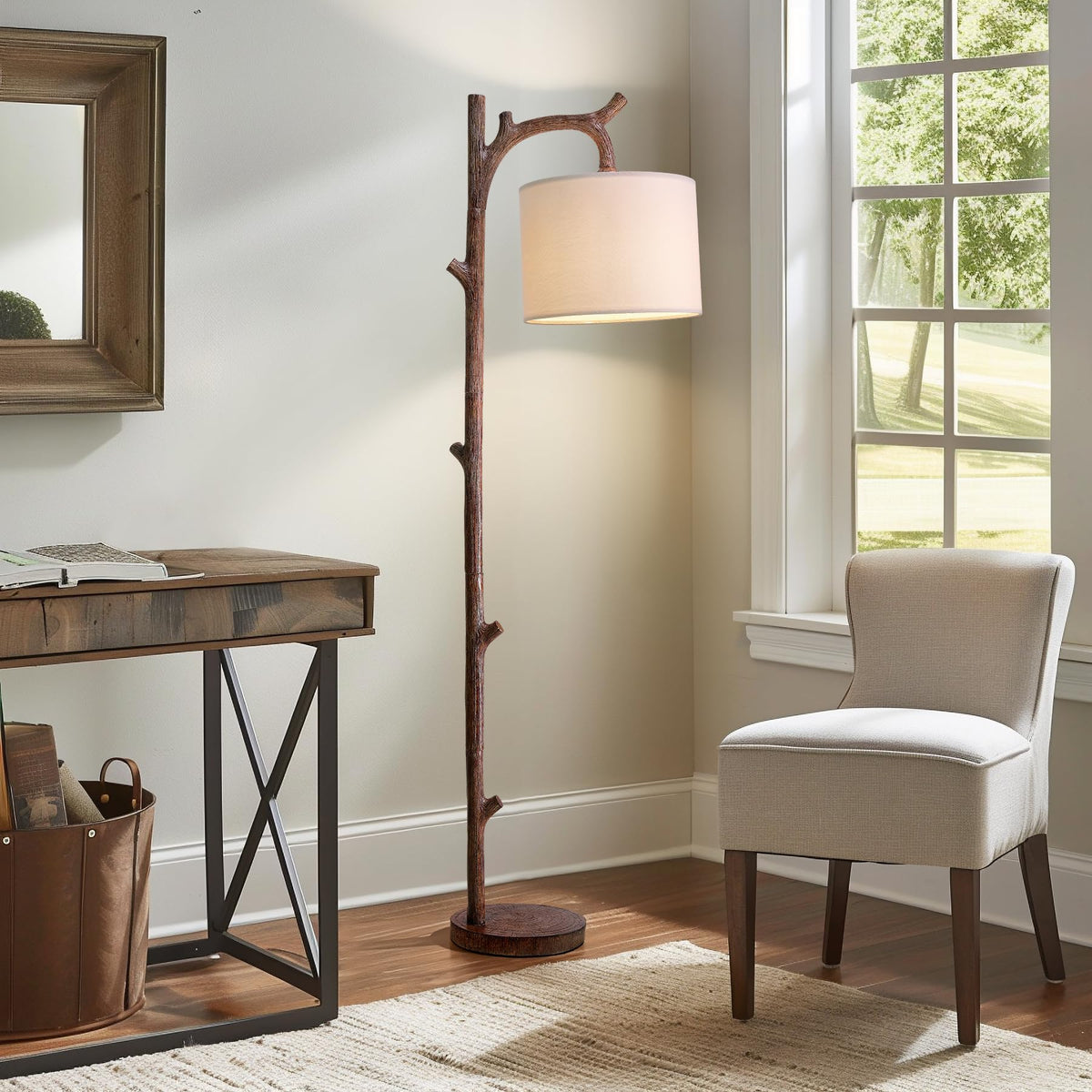 OYEARS tree trunk design base highlights the natural wood aesthetic in living spaces.