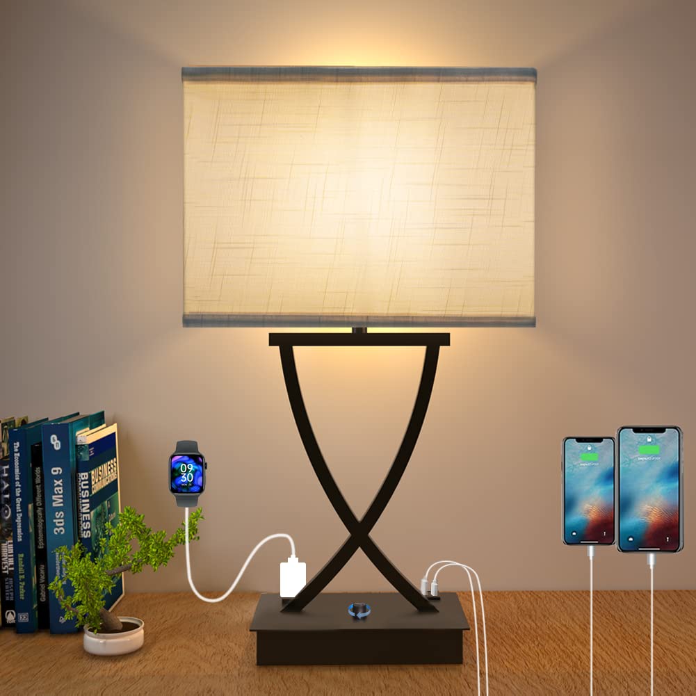 OYedis dimmable table lamp with USB-C port for bedside charging