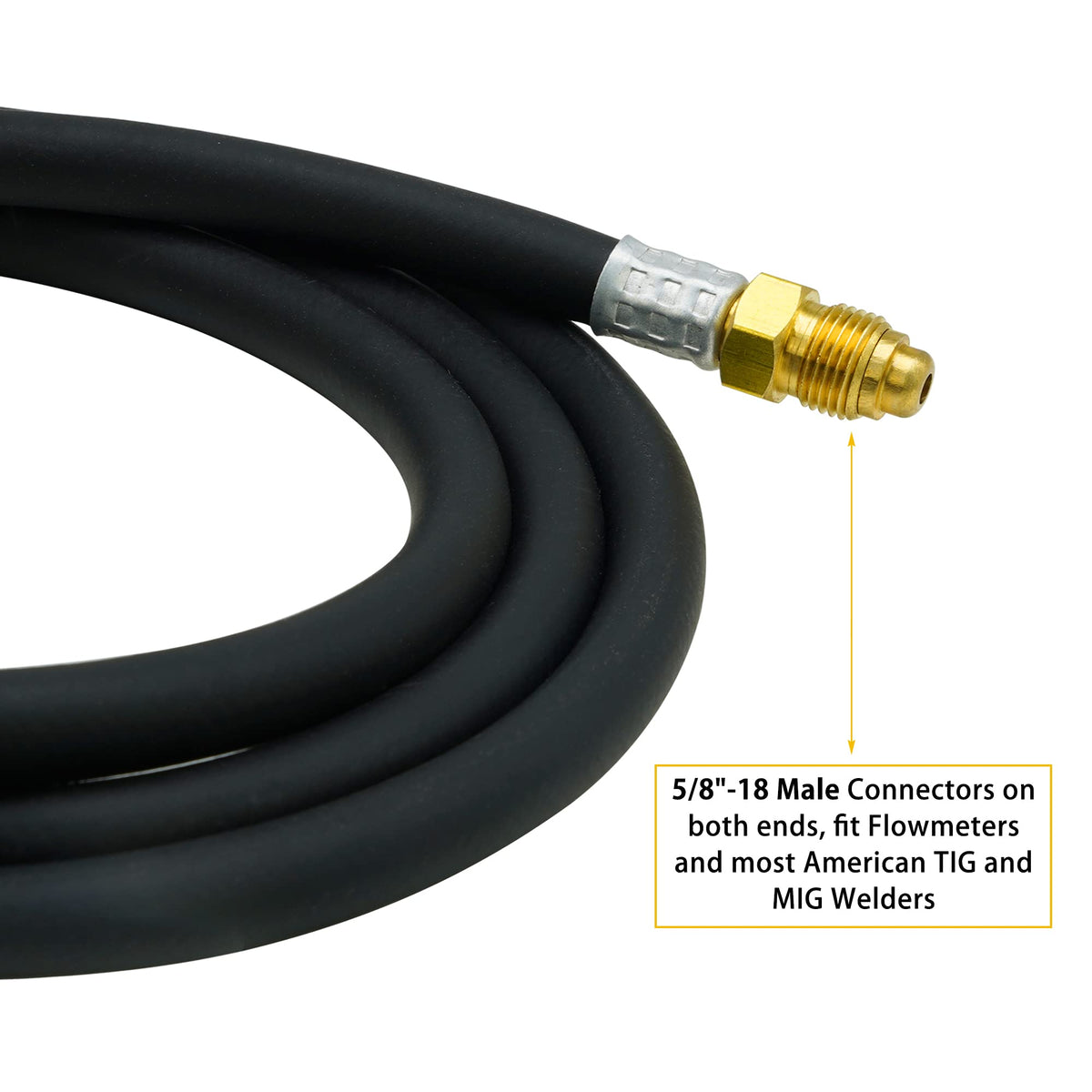 OYHBO argon flow meter regulator adapter hose connected to welding setup.