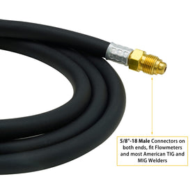 OYHBO argon flow meter regulator adapter hose connected to welding setup.