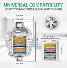 OYIMNB chrome shower filter connects easily for universal, tool-free installation.