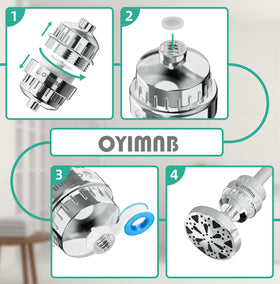 OYIMNB universal-fit filter installs quickly for any shower type.