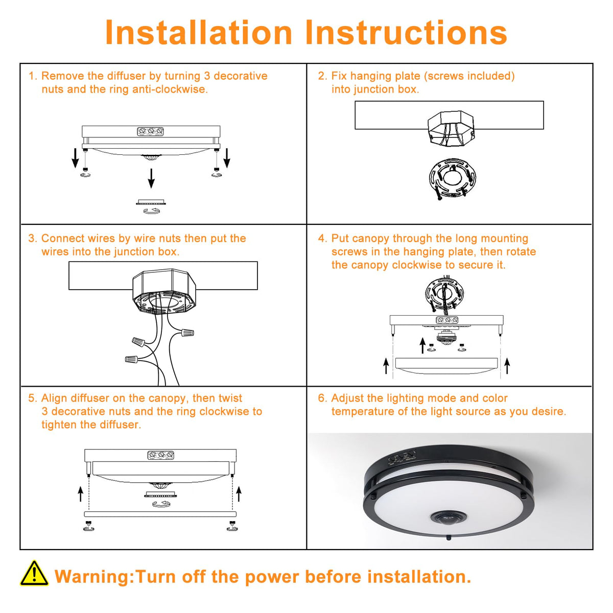 Easy installation kit included with OYKYOHEI fixture for quick setup