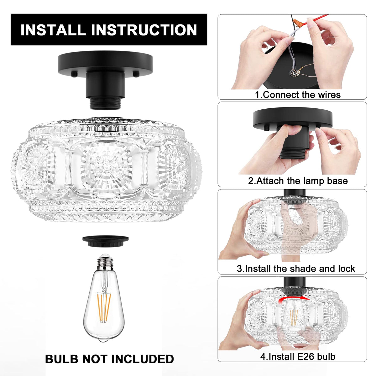 OYKYOHEI E26 base compatible light supports a variety of bulbs.