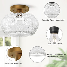 OYKYOHEI hallway porch light featuring glass shade and gold tone