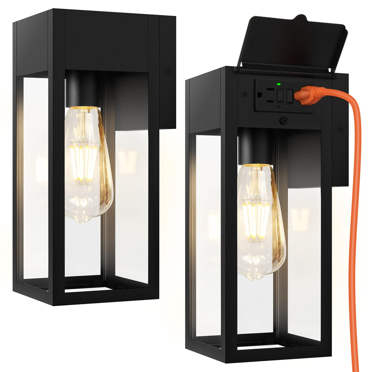 OYKYOHEI outdoor wall sconce with GFCI outlet provides safe exterior power.