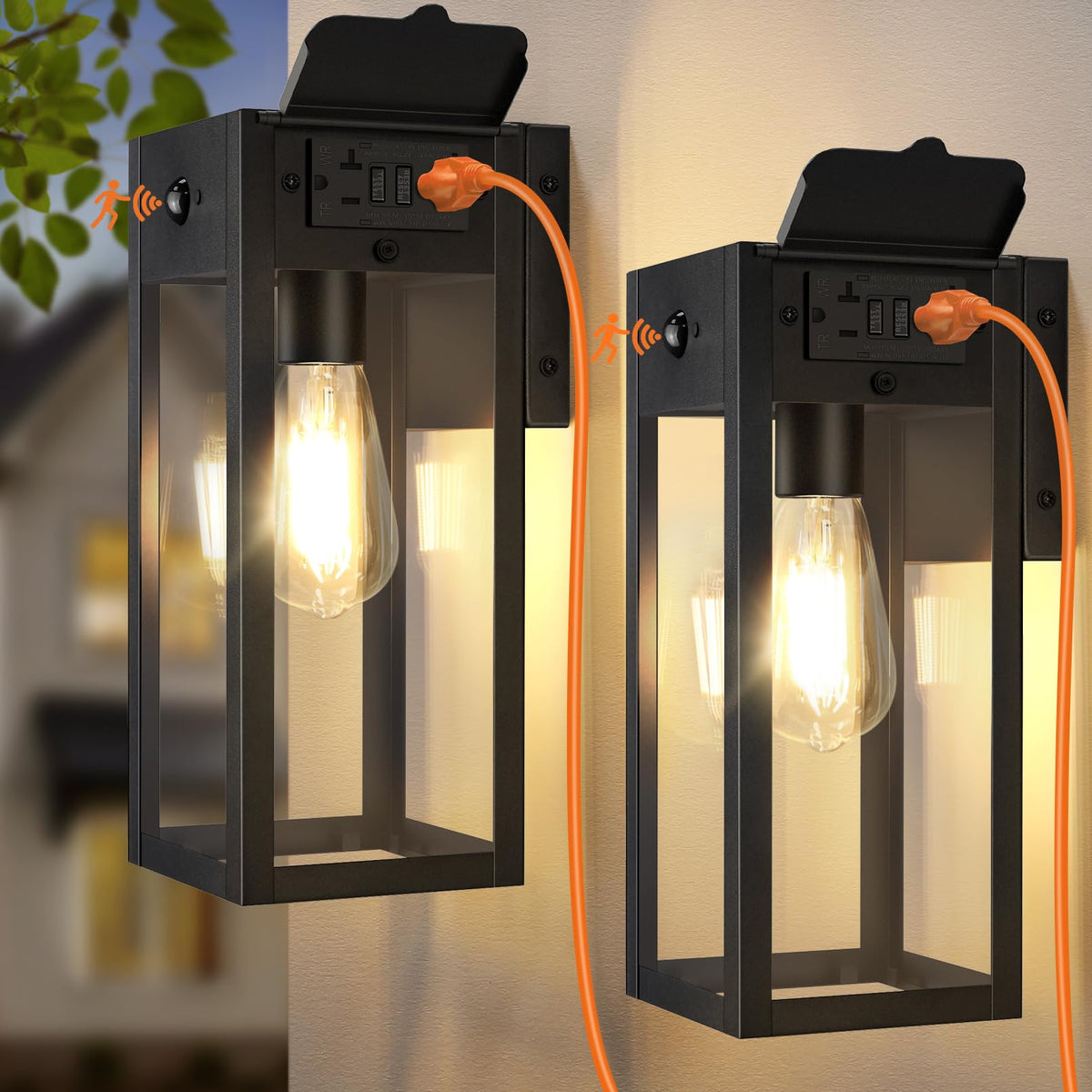 OYKYOHEI porch light with GFCI outlet for convenient outdoor power