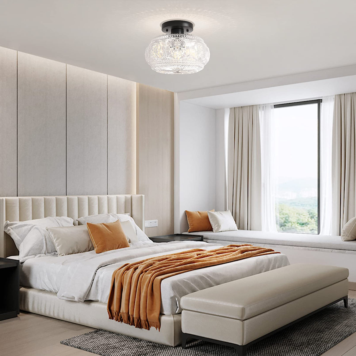 OYKYOHEI shadow-casting design enhances ceiling drama when lit.