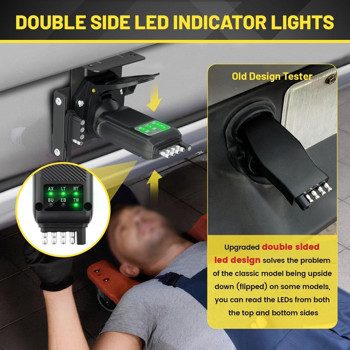 Oyviny 3-in-1 tester for 5-pin flat trailer connections