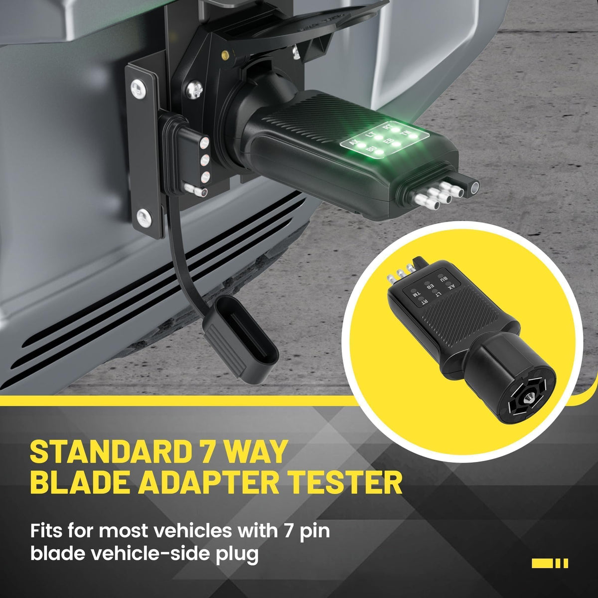 Oyviny trailer tester demonstrates testing of six light functions