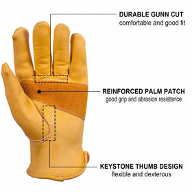 OZERO cowhide gloves provide durable protection for pruning and lifting