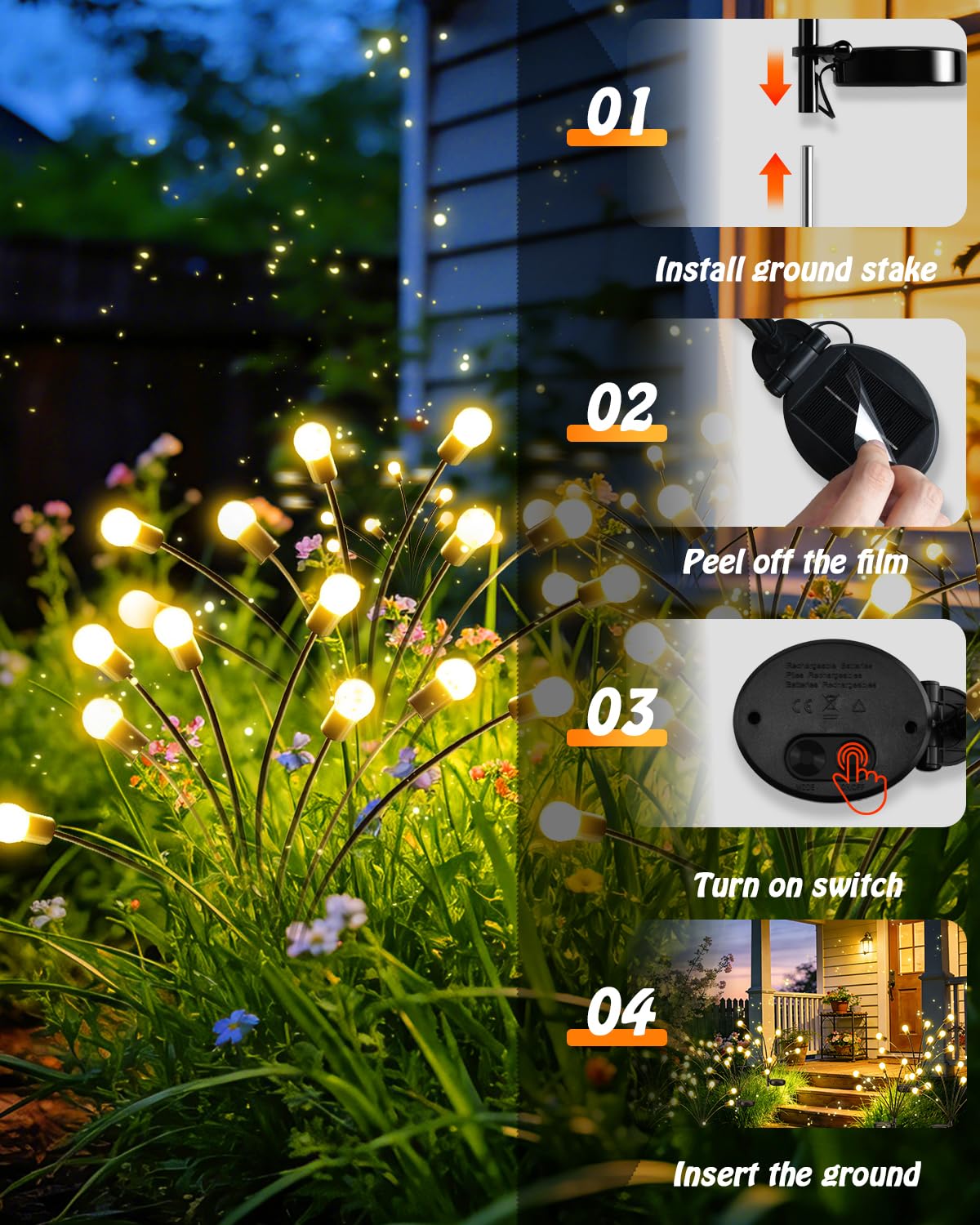 OZS waterproof outdoor lights withstand rain and snow for year-round decor.