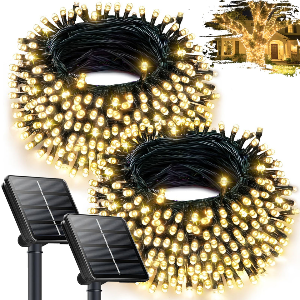 OZS 240LED solar string lights outdoors with waterproof design for year‑round decoration